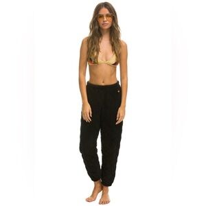 Aviator Nation Black Quilted Jogger Sweatpants